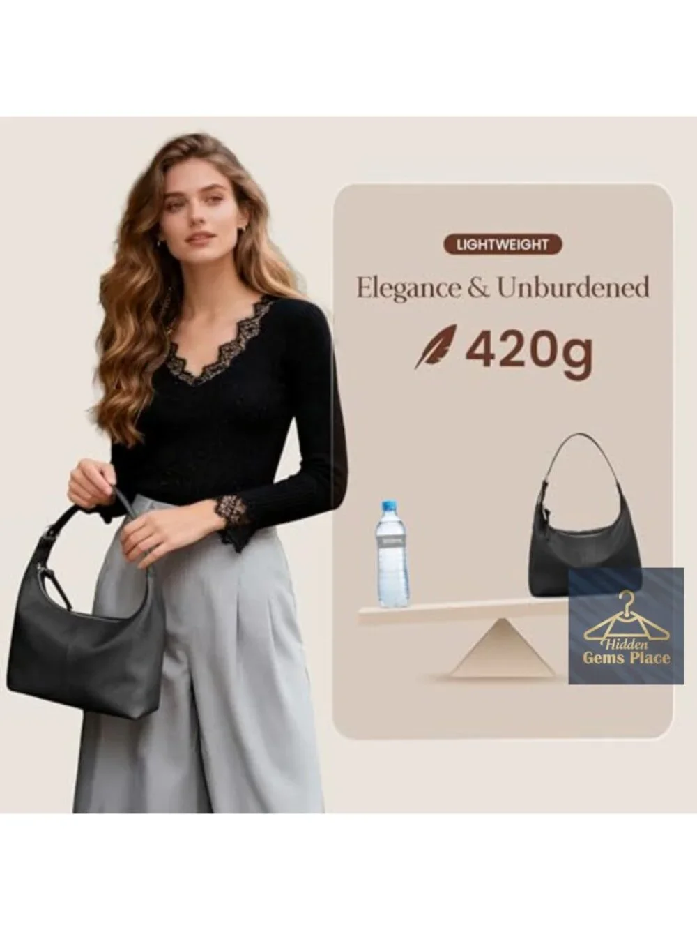 Genuine Leather Slouchy Hobo Bag Ultra Lightweight Shoulder Handbag Satchel